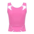 thumbnail image 4 of CHICTRY Womens Wet Look PVC Leather Cropped Tank Bustier Top Front Zipper Gothic Tops Pink L, 4 of 7