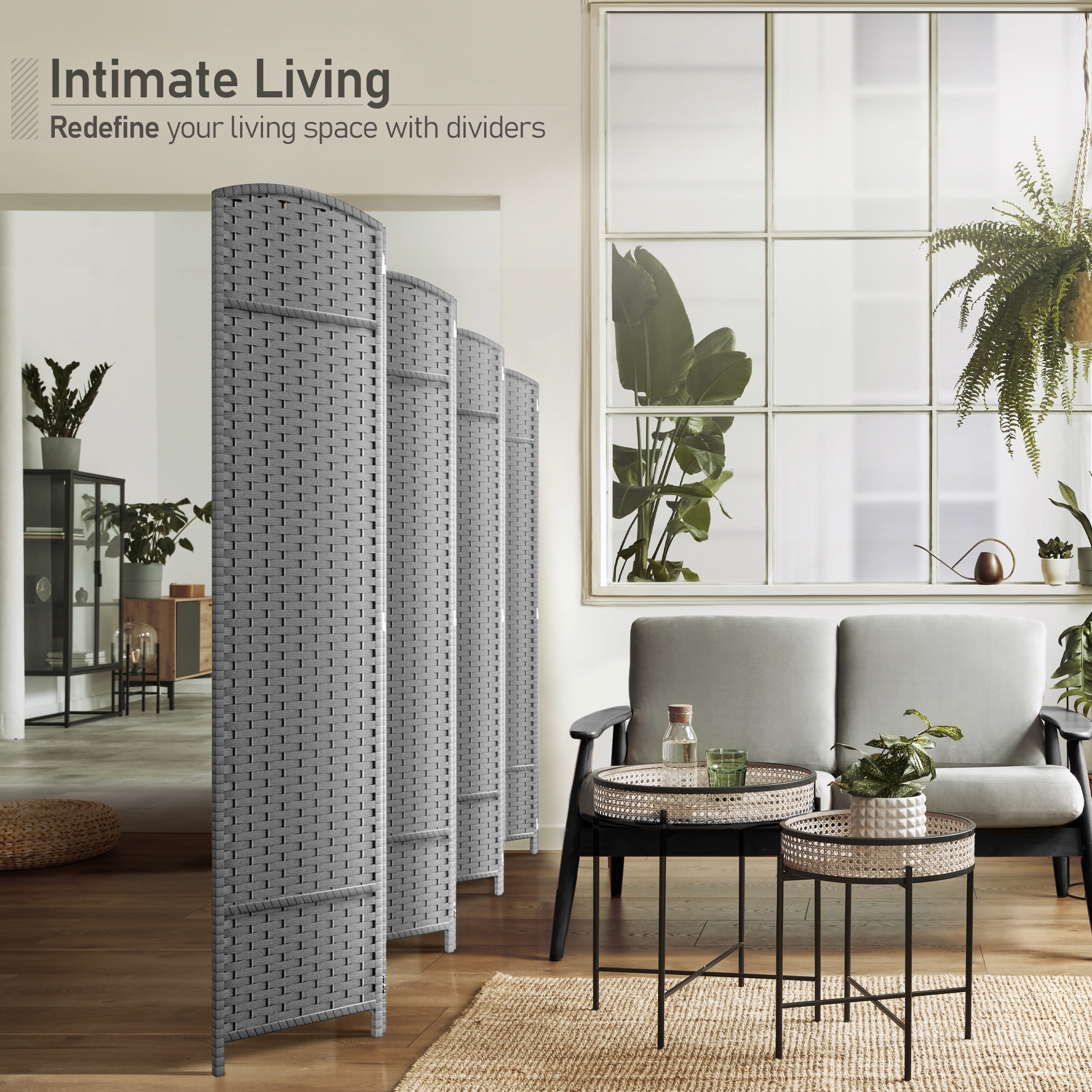 Sorbus 6ft Tall Room Divider Privacy Screen - Extra Wide Folding Partition, Light Gray