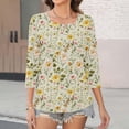 thumbnail image 6 of Women's Casual Shirts 3/4 Sleeve V-Neck Blouses Tops Fashion Floral Print T-Shirt Dressy Tunic Top Loose Pullover Womens Shirts, 6 of 6
