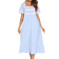thumbnail image 2 of SWSMCLT Women's Short Sleeve Victorian Vintage Nightgown Lace Soft Comfy Long Cool Fall Sleepwear Summer Pjs Princess Sky Blue Medium, 2 of 5