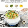 thumbnail image 4 of ZUKA Ceramic Pan by Granitestone 6 Pc Non Toxic Ceramic Deep Frying Pan Set with Steamer & Spatula, Everyday Pan Skillet, Non Toxic Pans for Cooking, Nonstick Induction, Oven & Dishwasher Safe Gray, 4 of 8
