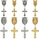thumbnail image 1 of 1 caja de 40 piezas con 8 estilos de dijes para rosario: crucifijo plateado, dije para rosario de Pascua, dije para rosario de aleación tibetana dorada, dije ovalado para candelabro., 1 of 5