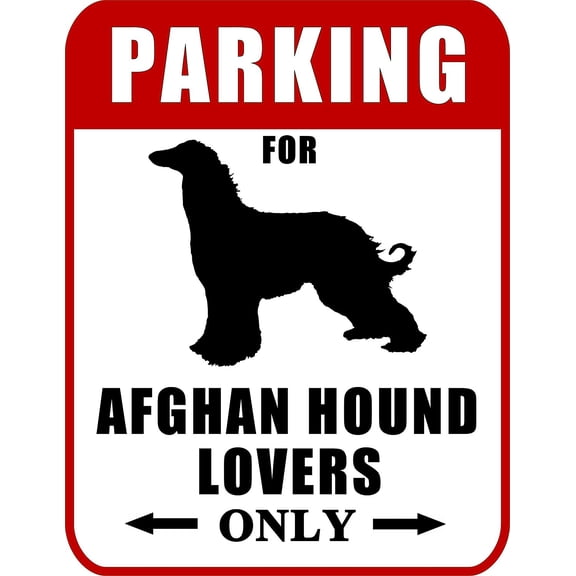Parking for Afghan Hound Lovers Only (Red Ver.) 9" W x 11.5" H Laminated Dog Sign