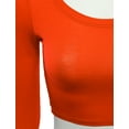 thumbnail image 4 of Doublju Women's Round Neck Slim Fit Long Sleeve Crop Tops (Female Plus Size Available), 4 of 4
