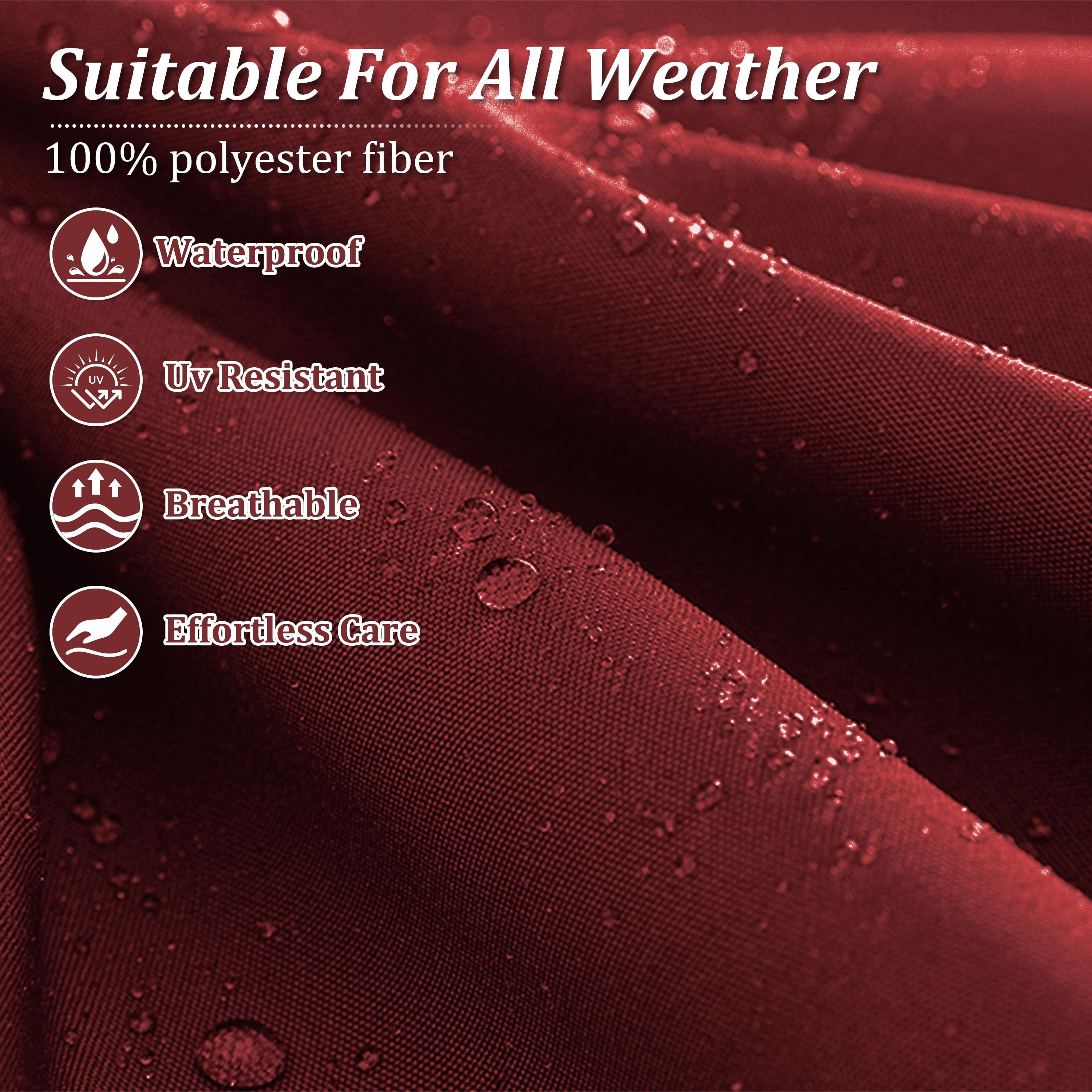 Pakunoda 8Pcs Cushion Covers for Outdoor Furniture, Waterproof Patio Cushion Covers Replacement Slipcovers with Zipper, Washable Reusable Outdoor Cushion Covers Burgundy, Covers Only