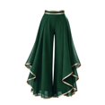 thumbnail image 4 of Womens Wide Leg Pants BWASD Elegant High Waist Chiffon Flowy Palazzo New 2026 Dress Trousers Breathable for Travel Vacation Beach Summer Fashion (Green S), 4 of 5