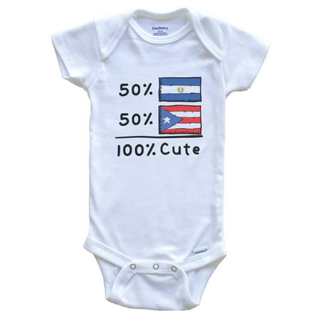 

50% Salvadorian Plus 50% Puerto Rican Equals 100% Cute El Salvador Puerto Rico Flags Baby Bodysuit