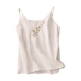 thumbnail image 4 of Women's Cotton Linen Tank Tops Retro Chinese Embroidery Spaghetti Strap Camisole Summer Vacation Casual Sleeveless Tunic Blouses, 4 of 6
