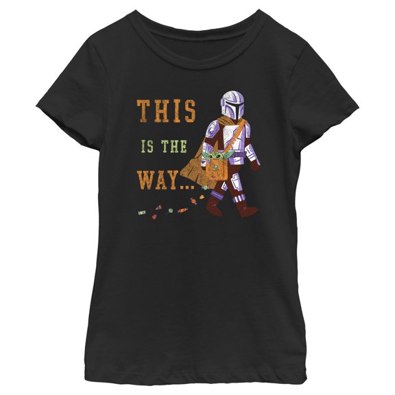 Girl's Star Wars: The Mandalorian Halloween This is the Way Treats Graphic Tee Black Medium