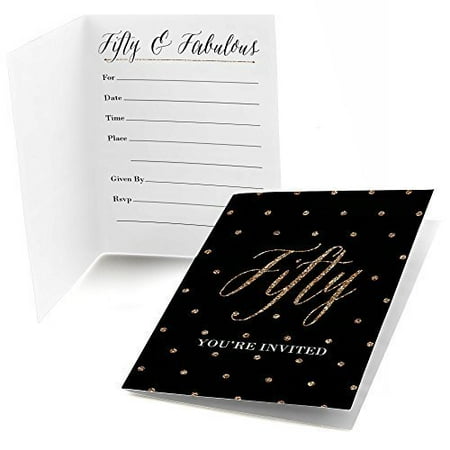 chic 50th birthday fill in birthday party invitations 8 count