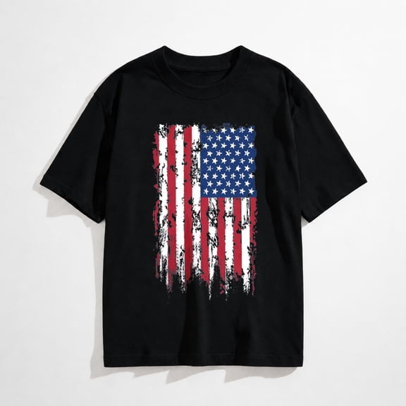 4th of July Shirts for Women American Flag USA Graphic Patriotic T-Shirt Independence Day Vintage Summer Tee Top