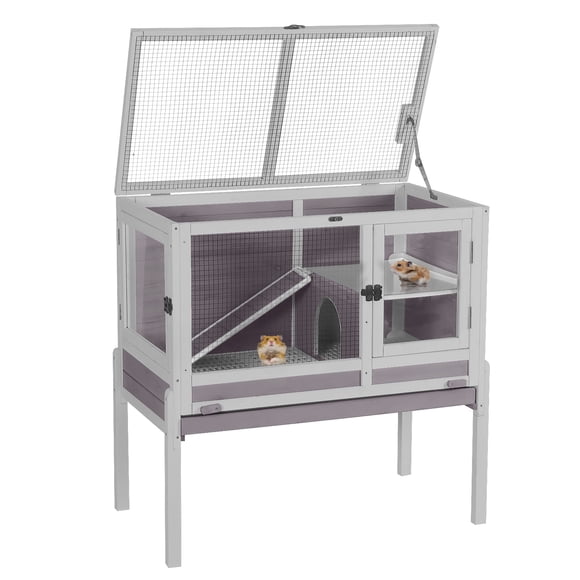 Aivituvin Cages pour Cochons d'Inde d'Intérieur Clapier pour Lapin avec Support Amovible Anti-Mastication en Bois