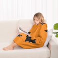 thumbnail image 4 of Orange Halloween Bats Blanket Hoodies for Kids 6-13YR Oversize Wearable Blanket Hoodies for Boys Girls Teens, 4 of 7