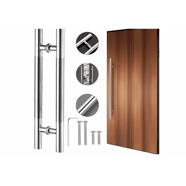 Jaladera Acero Inoxidable Xtellar Plateado Tipo H Puerta Cristal 100cm-satín