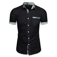 thumbnail image 1 of Men's Plaid Printed Button Short Sleeve Shirts Men's Casual Fashion Short Sleeve Shirts L, 1 of 4