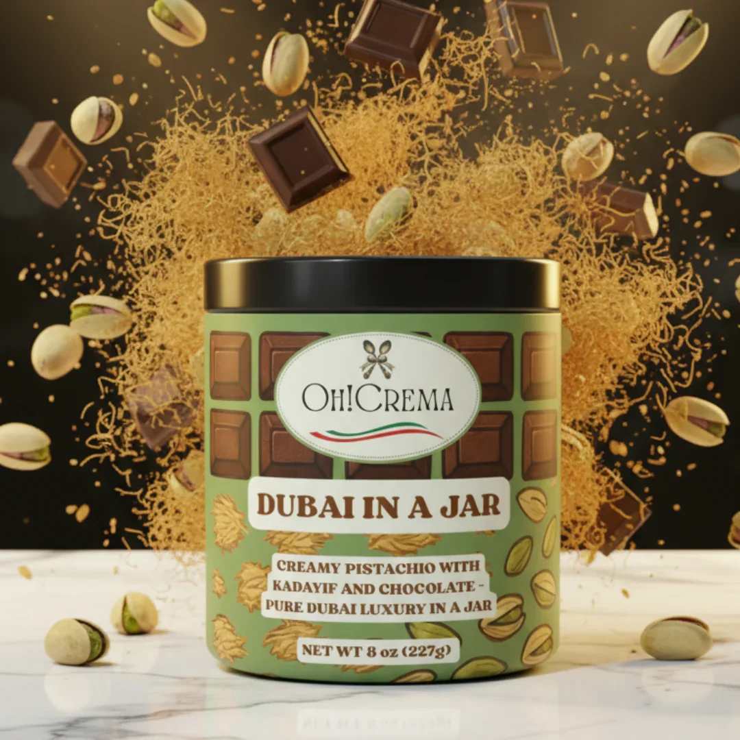Oh! Crema Dubai in a Jar – Handcrafted - Creamy Pistachio with Kadayıf & Chocolate
