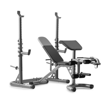 Gold's Gym XRS 20 Adjustable Olympic Workout Bench with Squat Rack, Leg  Extension, Preacher Curl, and Weight Storage