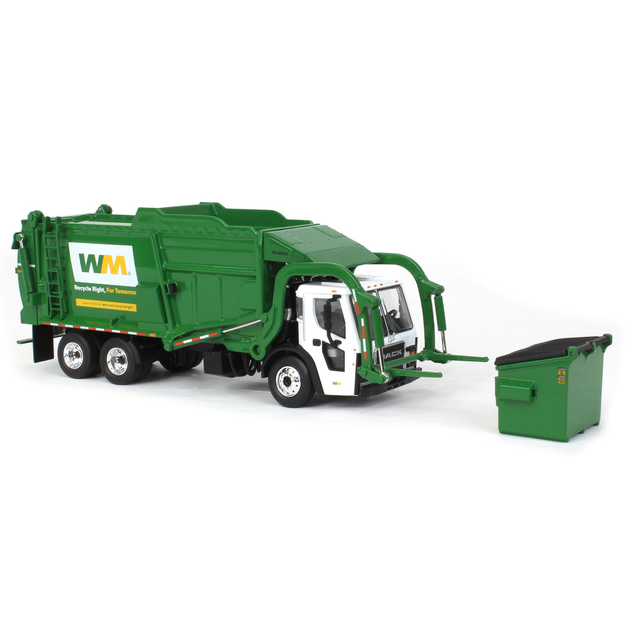 First Gear 1/64 Mack LR with McNeilus Meridian Front Loader & Dumpster, Waste Management Truck 60-1796D