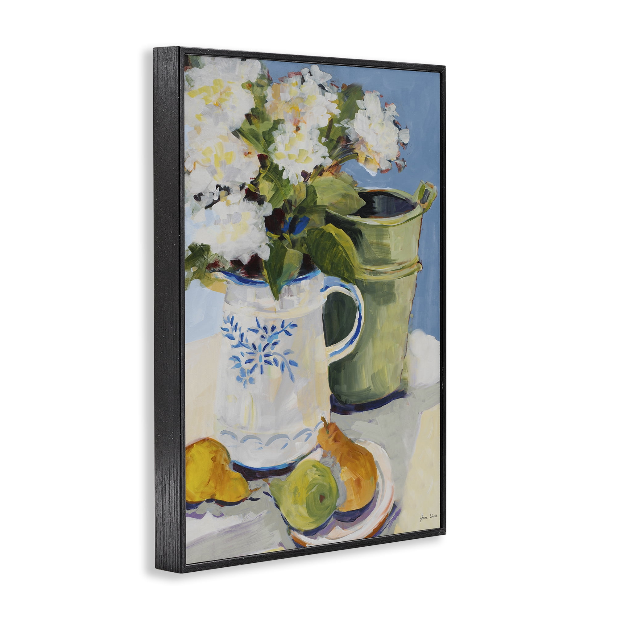 Stupell Industries Pitcher of Flowers Still Life Black Framed Giclee Art, design by Jane Slivka