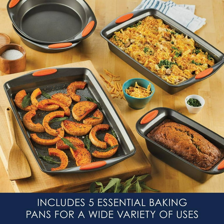 Oven Lovin' 5-Piece Gray and Orange Bakeware Set Oven Lovin' 5-Piece Gray and Orange Bakeware Set