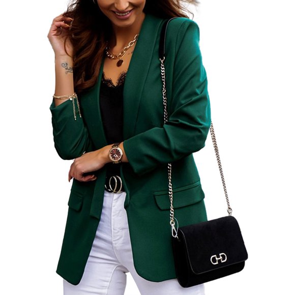 Blazer de oficina para mujer, chaqueta nueva de otoño para mujer, abrigo ajustado con solapa para trabajo de oficina, chaqueta frontal abierta de manga larga, abrigo fino