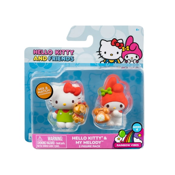 Hello Kitty and Friends - 2 inch 2 Figure Pack - Rainbow Vibes - Hello Kitty Teddy Bear, My Melody Retro Phone