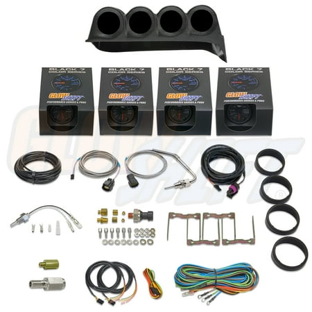 GlowShift 1986-1993 Dodge Ram Cummins Quad Dashboard Gauge Package with Black 7 Color DS5 Gauge Set