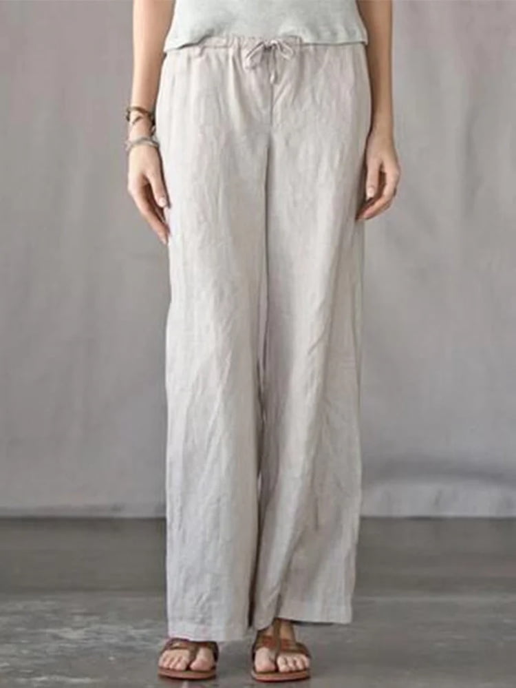 Linen Loose Casual Pants With Pockets 