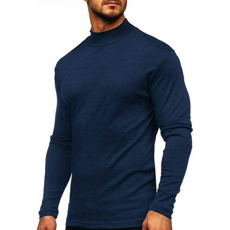 Mens Half Turtleneck Long Sleeve Pullover Basic Designed Undershirt ...