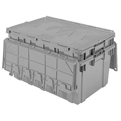 lid flip plastic buckhorn tote attached grade industrial
