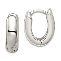925 Sterling Silver Hinged Polished Oval Hoop Earrings 14x5mm Wide Hoop Earring for Women