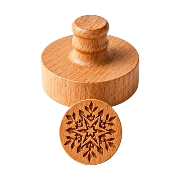 Cookie Stamps for Baking, 3 Pack Wooden Embossing Patterns with Handles, Christmas Kitchen DIY Cookie Decorating Tools