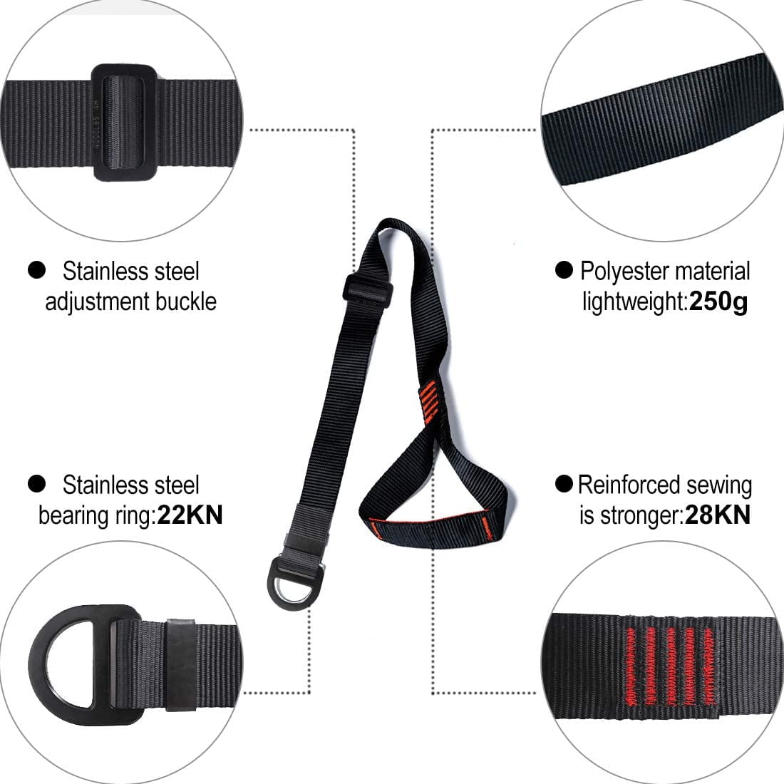 Foot Ascender Loop for Tree Climbing Arborist, Adjustable Foot Loop with Stainless Steel Buckle, Reinforced Polyester Strap for SRT Tree Climbing Gear, Rope Ascender Accessory