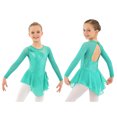 thumbnail image 2 of iiniim Kids Girls Sequins Figure Ice Skating Dress Hollow Back Mesh Leotard Wrap Skirt Ballet Dancewear A Mint Green 6, 2 of 7