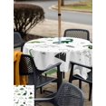 thumbnail image 5 of Outdoor Tablecloth with Umbrella Hole for Patio/Picnic/Party/Camping, Cartoon Dinosaurs Waterproof Table Cloth Square Cover Washable, Funny Cute Mountain Leaves Herbs Dots (60"x 60"), 5 of 8