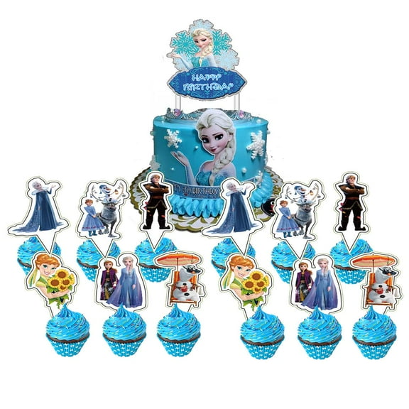 Frozen Girl Cake Topper CupcakeS Set Birthday Party Supplies Decoration Decor Kit