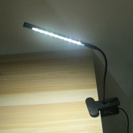 10 LED Dimmable Flexible Clip Light Desk Lamp - USB Charging, Touch Control