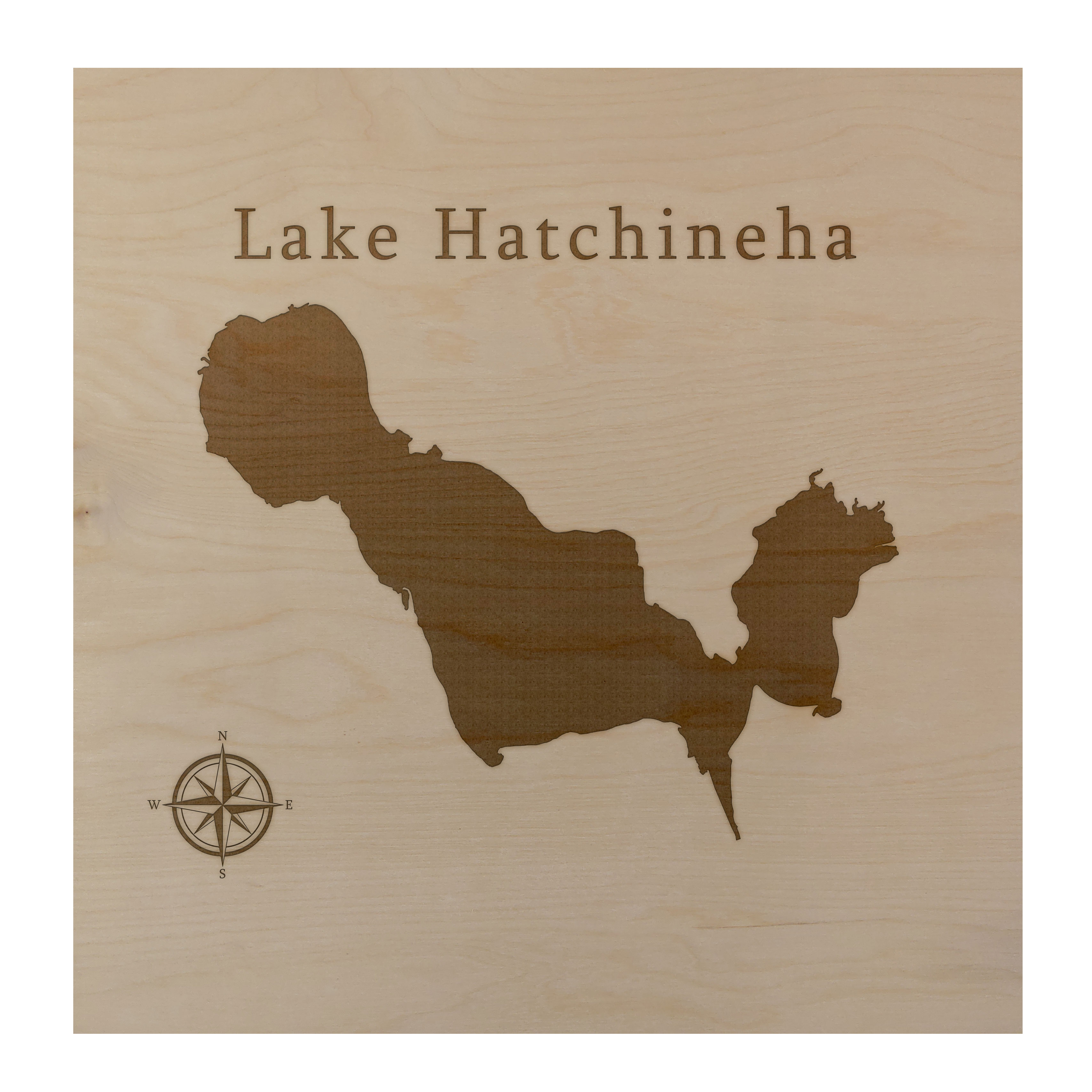 Lake Hatchineha Map 12x12" Birch Wood Wall Art Office Decor Gift