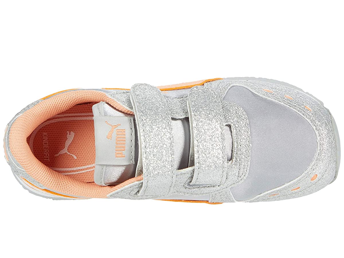 Puma Cabana Racer Glitzy Baby Girls Shoes Size 9, Color: Silver/Orange - image 4 of 6