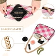 thumbnail image 4 of One Shoulder Chain Handbag 7.1x11x2.8in Women's Hobo Handbags Tote Handbags Shoulder Handbags Card Bag Cash Bag Key Bag Pink Check, 4 of 7
