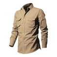 thumbnail image 3 of Mens Casual Button Down Long Sleeve Lapel Cargo Shirts Jacket Outwear Coat Tops, 3 of 10