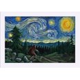 thumbnail image 1 of Northwest - Van Gogh Starry Night - Bigfoot - Lantern Press Artwork (18x12 Giclee Art Print, Gallery Framed, White Wood), 1 of 1
