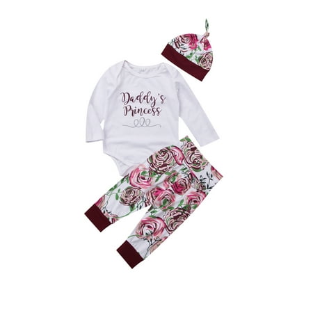 

Xingqing Baby Girls Romper Floral Pants Leggings Hat Outfits