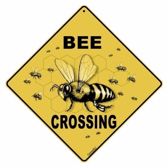 CROSSWALKS Panneau en Aluminium Bee Crossing 12 Pouces X 12 Pouces (X43)