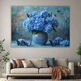 thumbnail image 6 of Mudket Blue Hydrangea Flower Canvas Wall Art, Butterfly Floral Wall Decor, Framed Botanical Artwork for Living Room Bedroom Bathroom, Ready to Hang Colorful Farmhouse Flower Print - 12"L x 8"W, 6 of 10