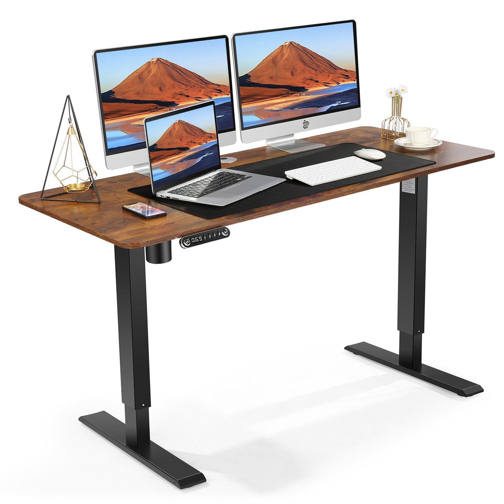 Memory Preset Computer Desk IMLIB Electric Height Adjustable Standing Desk Black Frame + Bamboo Desktop 48 x 24 Inch Sit Stand Desk Home Office Workstation 