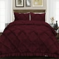 thumbnail image 1 of SGI Bedding 3 Piece Cotton Diamond Ruffle Duvet Cover Wine Solid 600TC Calking, 1 of 8