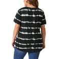 thumbnail image 3 of Agnes Orinda Women's Plus Size Blouses Casual V Neck Short Sleeve Tie Dye Summer Tops 1X Black, 3 of 6