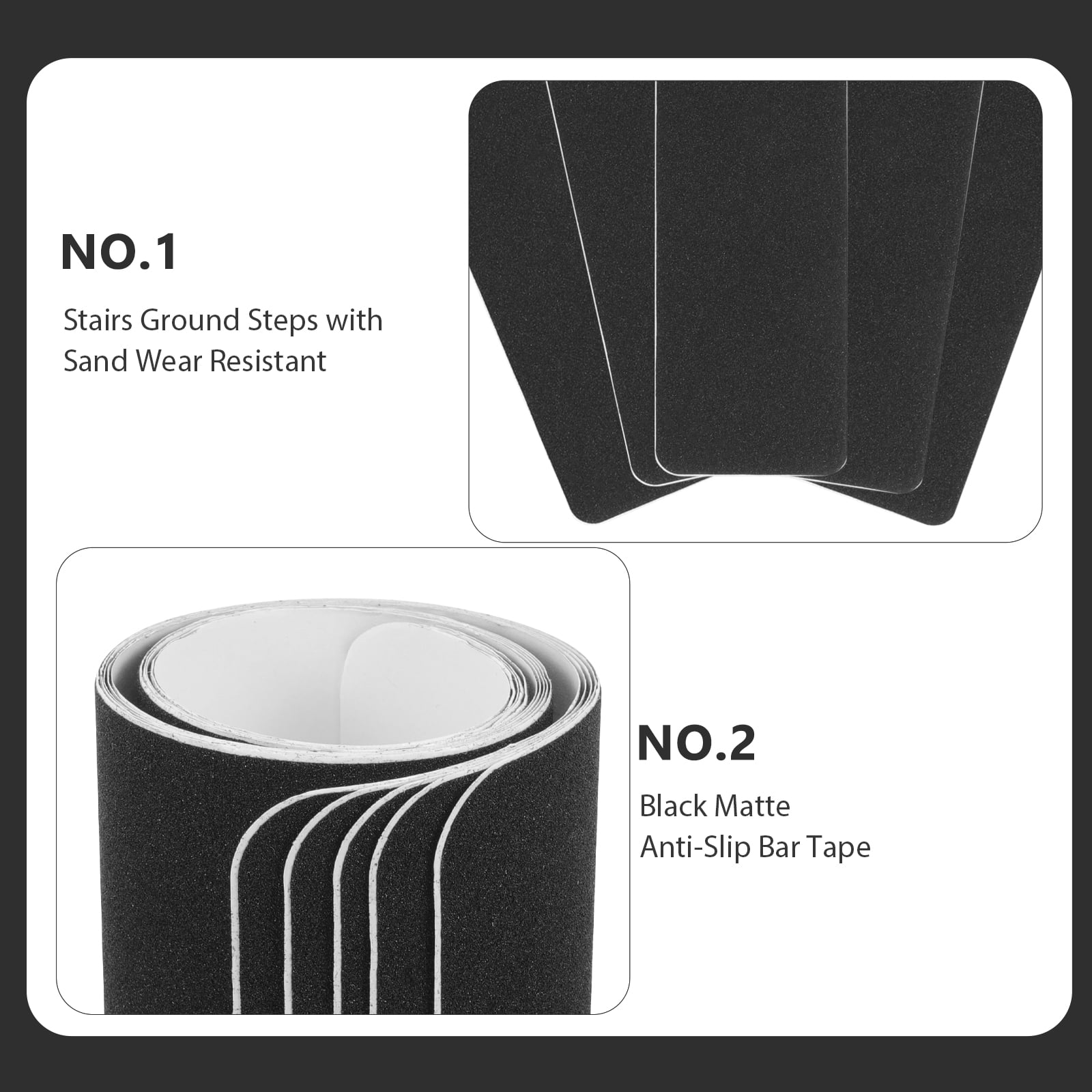 Baluue 5-Pack Non- Stair Treads Anti-Skid Ladder Grip Tape for Indoor and Outdoor Use, Safety Sticker Strips