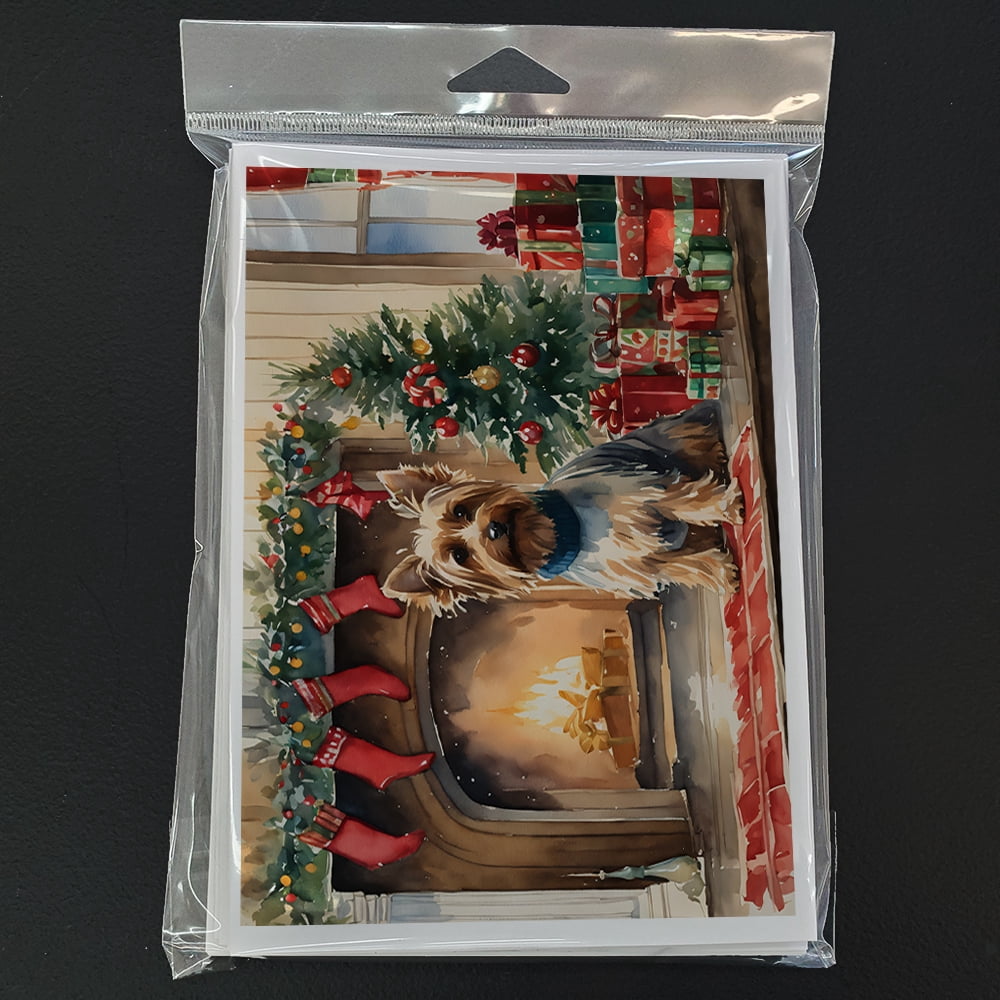 Silky Terrier Cozy Christmas Greeting Cards Pack of 8 7 in x 5 in